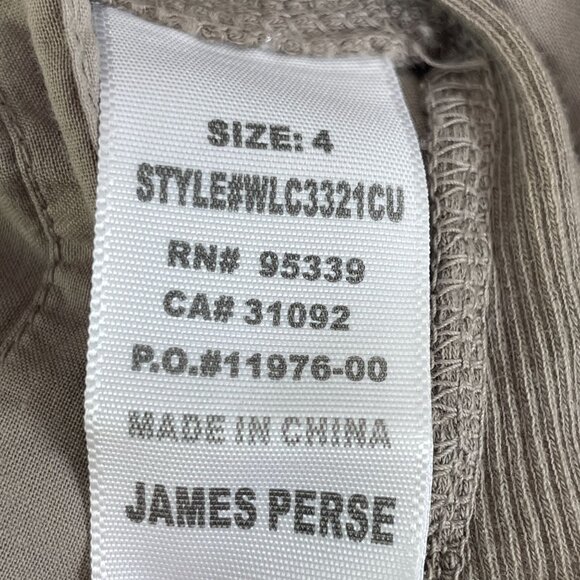 James Perse 4 Womens XL Button Up Side Panel Shirt 100% Pima Cotton Tan Blouse - Picture 4 of 9